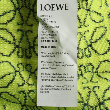 アナグラム総柄 ニット Vネック ウール レーヨン イエローグリーン ネイビー ロエベ トップス LOEWE