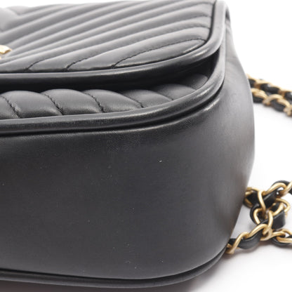 Vステッチ シェブロン チェーンショルダーバッグ ラムスキン ブラック ゴールド金具 2WAY シャネル バッグ CHANEL