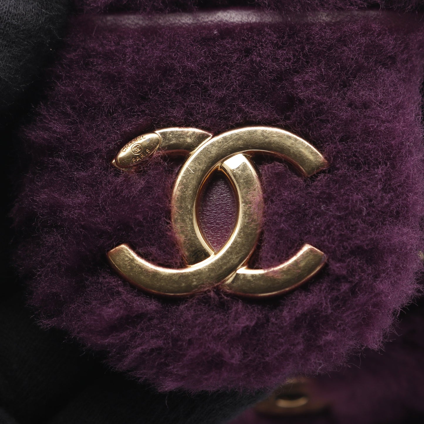 マトラッセ バニティ チェーンショルダーバッグ ファー パープル ゴールド金具 2WAY シャネル バッグ CHANEL