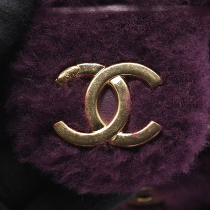 マトラッセ バニティ チェーンショルダーバッグ ファー パープル ゴールド金具 2WAY シャネル バッグ CHANEL