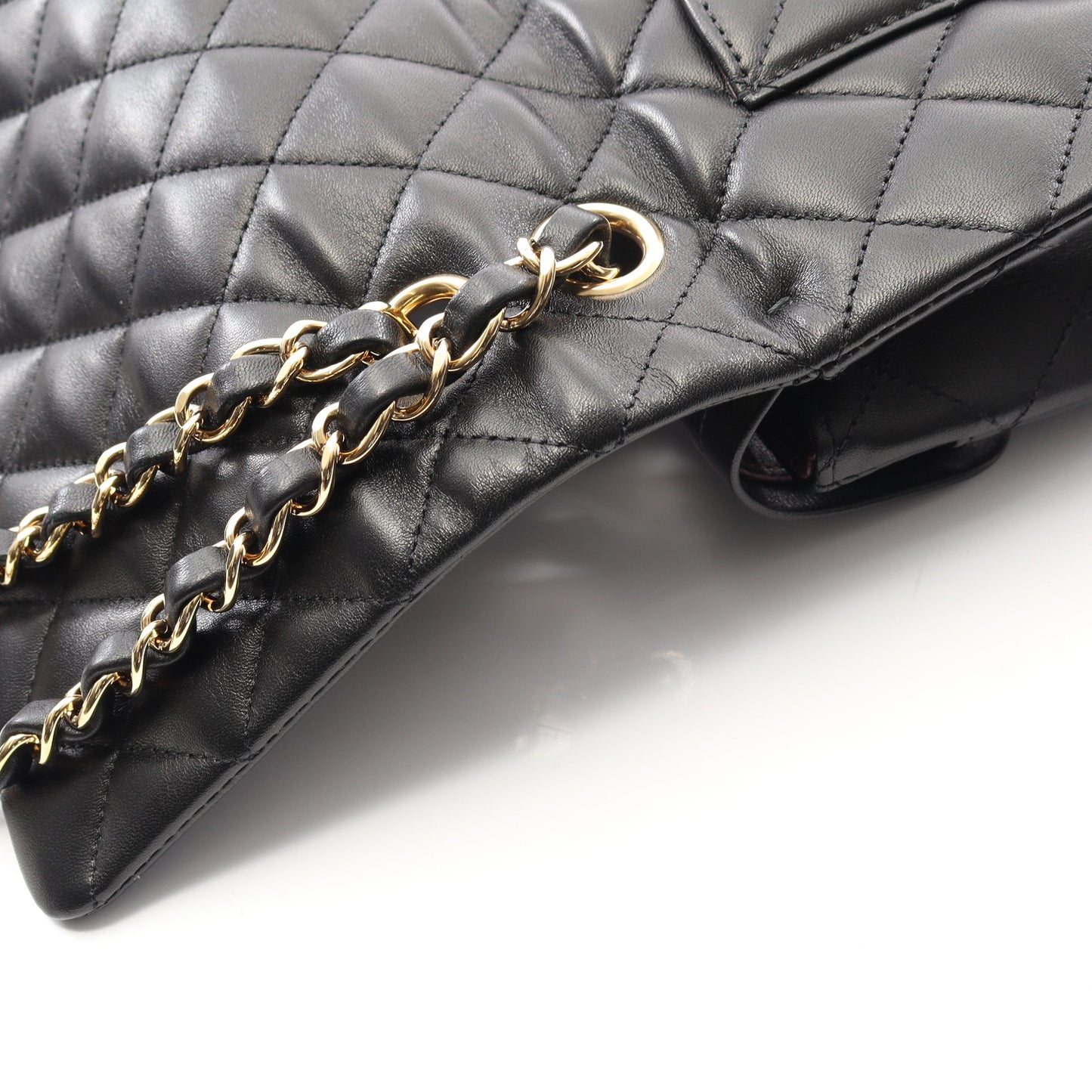 マトラッセ Wフラップ Wチェーンショルダーバッグ ラムスキン ブラック ゴールド金具 シャネル バッグ CHANEL