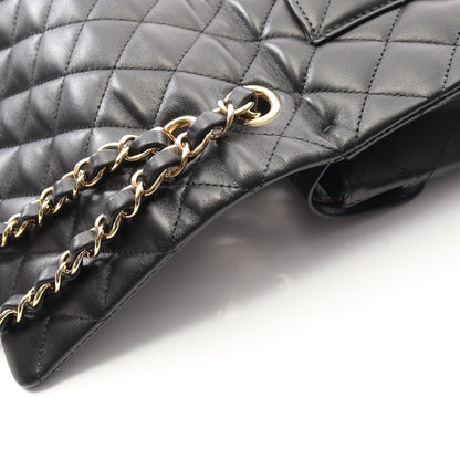 マトラッセ Wフラップ Wチェーンショルダーバッグ ラムスキン ブラック ゴールド金具 シャネル バッグ CHANEL