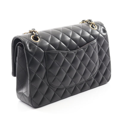 マトラッセ Wフラップ Wチェーンショルダーバッグ ラムスキン ブラック ゴールド金具 シャネル バッグ CHANEL