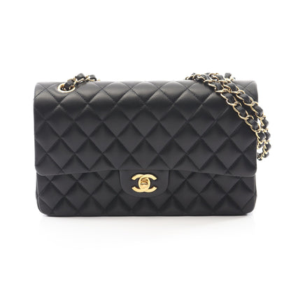 マトラッセ Wフラップ Wチェーンショルダーバッグ ラムスキン ブラック ゴールド金具 シャネル バッグ CHANEL