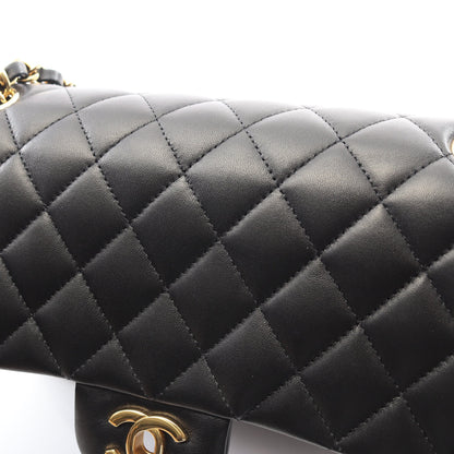 マトラッセ Wフラップ Wチェーンショルダーバッグ ラムスキン ブラック ゴールド金具 シャネル バッグ CHANEL