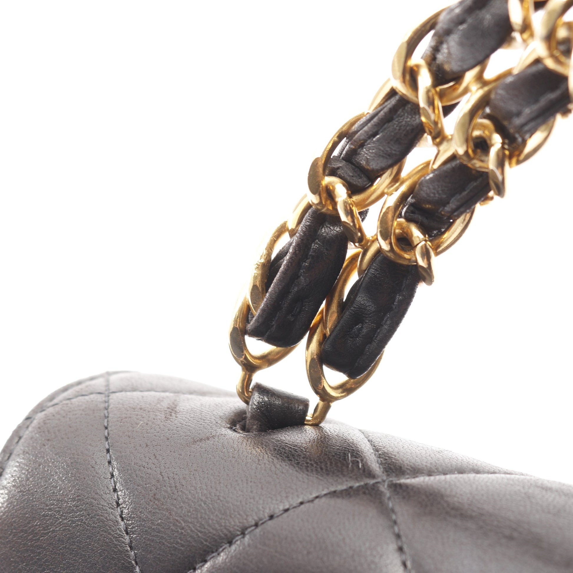 マトラッセ チェーンハンドバッグ ラムスキン ブラック ゴールド金具 シャネル バッグ CHANEL