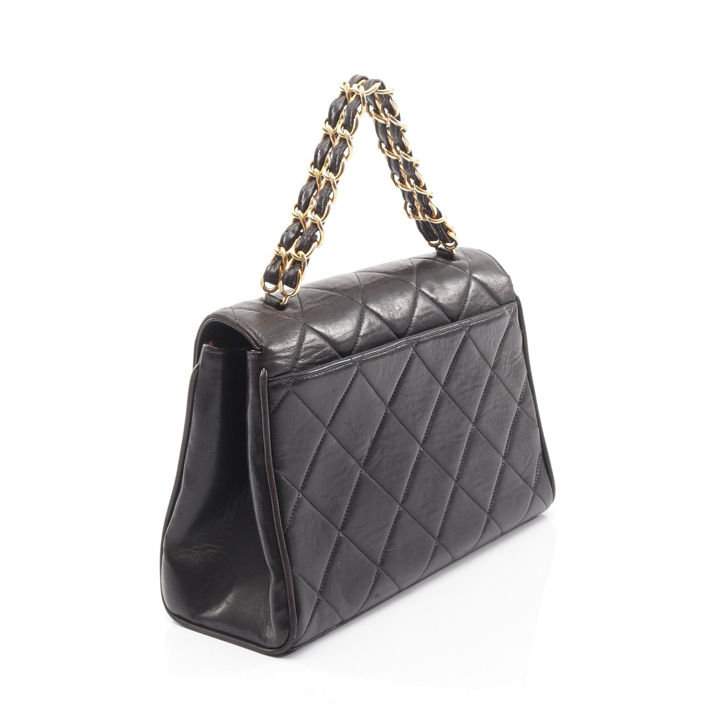 マトラッセ チェーンハンドバッグ ラムスキン ブラック ゴールド金具 シャネル バッグ CHANEL