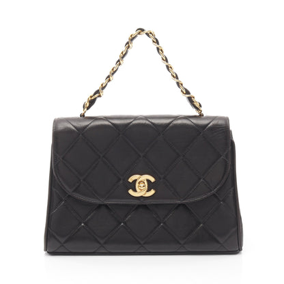 マトラッセ チェーンハンドバッグ ラムスキン ブラック ゴールド金具 シャネル バッグ CHANEL