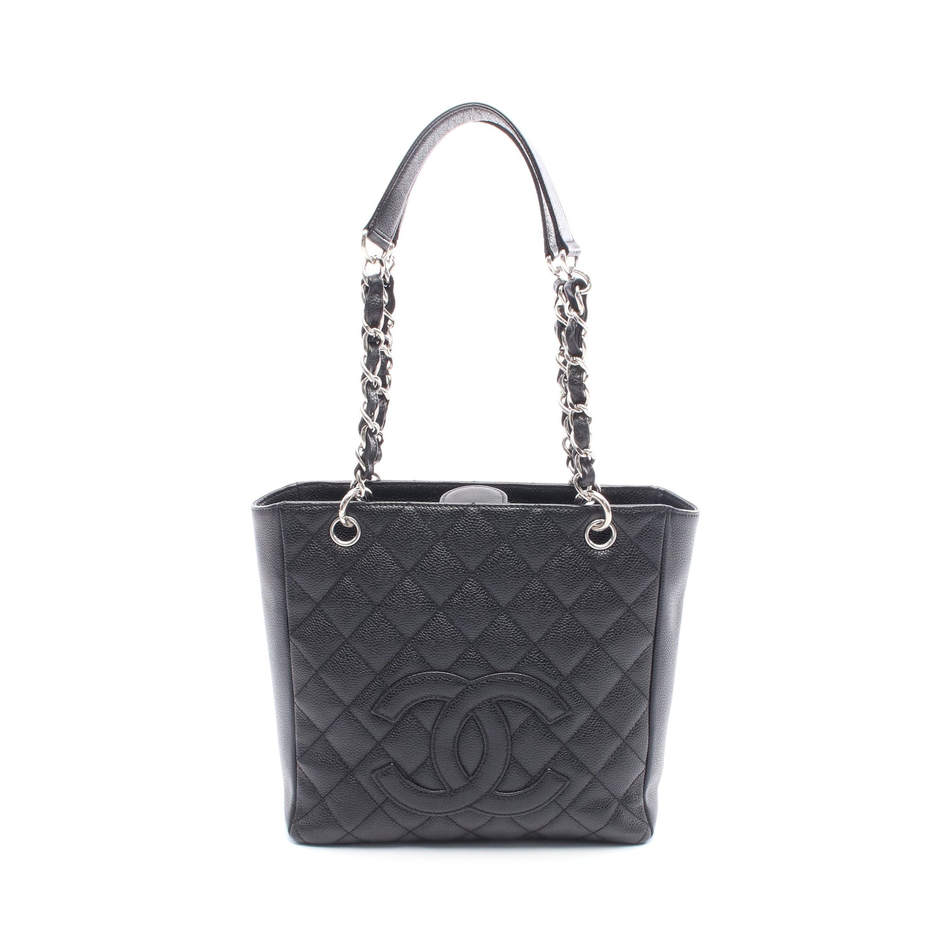 マトラッセ PST チェーンショルダーバッグ チェーントートバッグ キャビアスキン ブラック シルバー金具 シャネル バッグ CHANEL