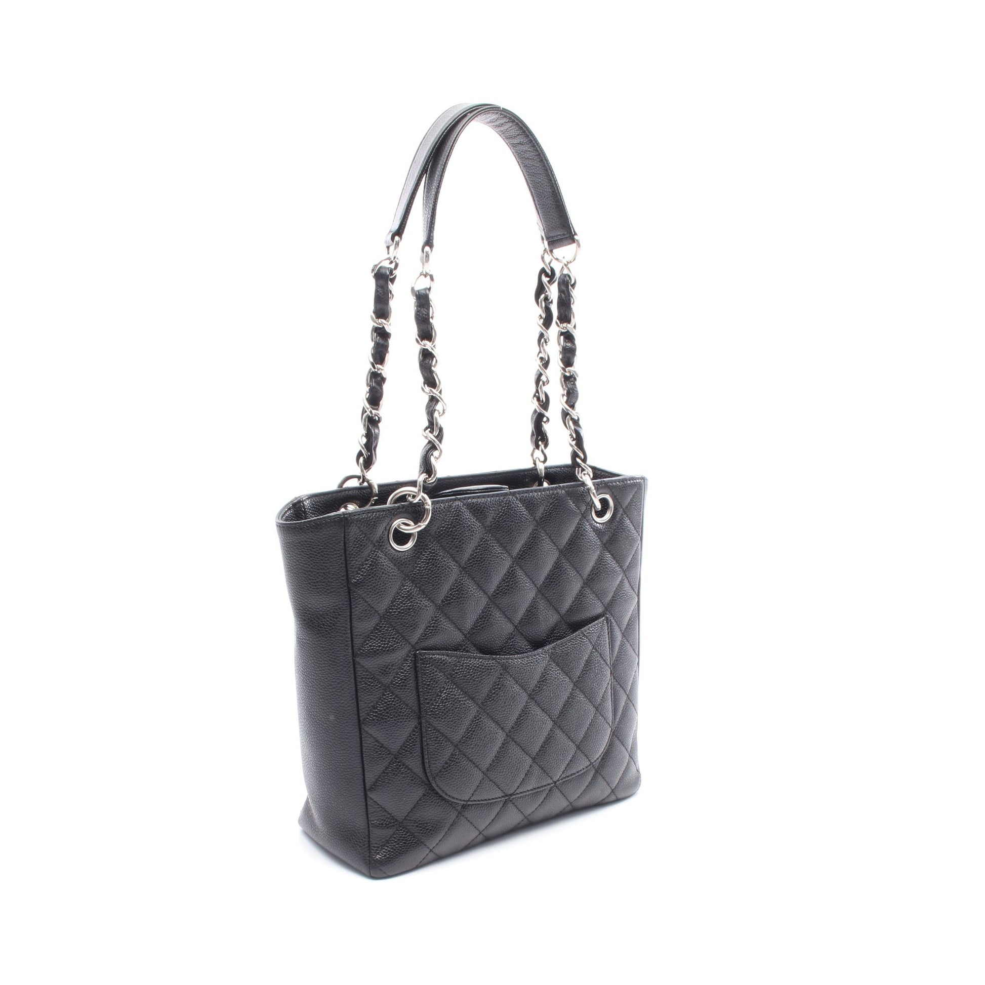 マトラッセ PST チェーンショルダーバッグ チェーントートバッグ キャビアスキン ブラック シルバー金具 シャネル バッグ CHANEL