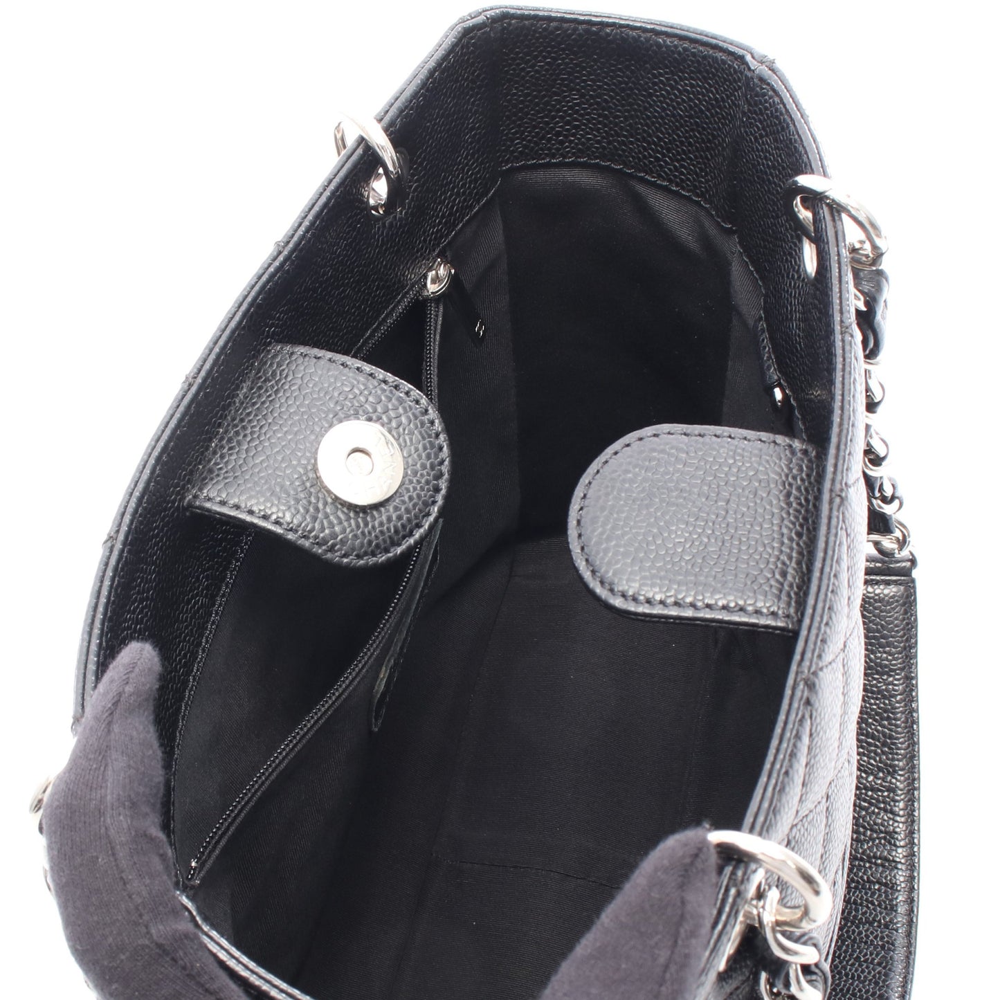 マトラッセ PST チェーンショルダーバッグ チェーントートバッグ キャビアスキン ブラック シルバー金具 シャネル バッグ CHANEL