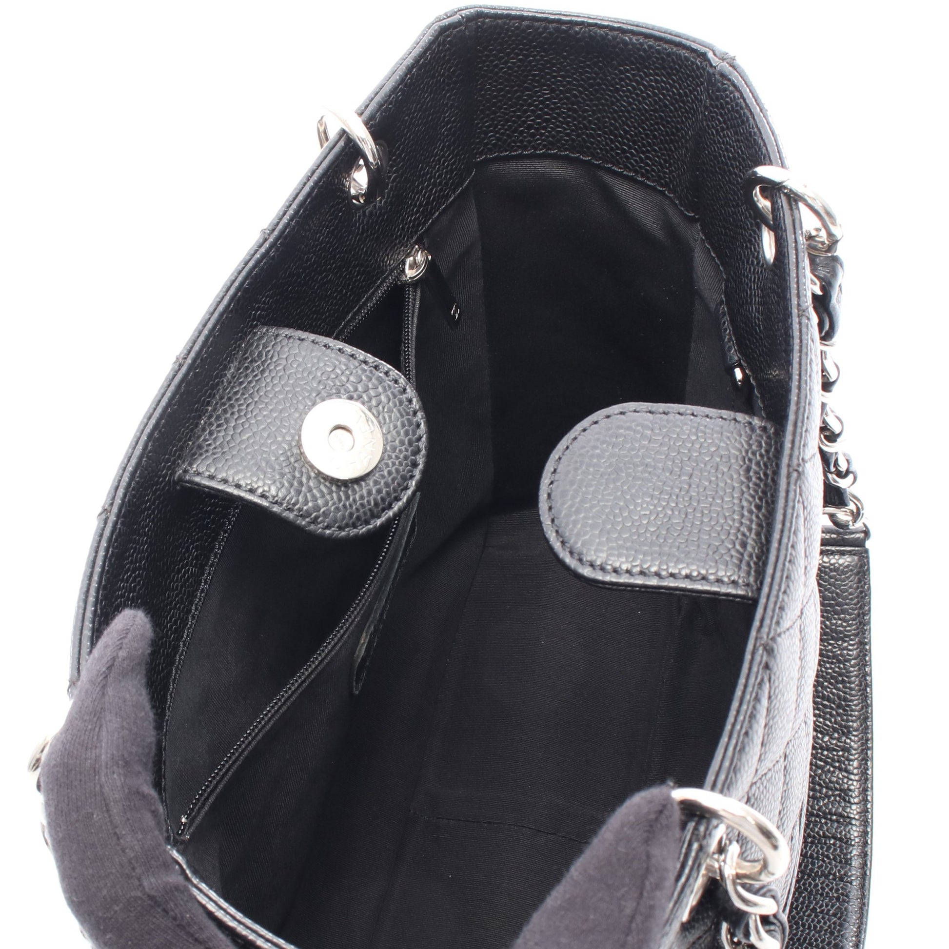 マトラッセ PST チェーンショルダーバッグ チェーントートバッグ キャビアスキン ブラック シルバー金具 シャネル バッグ CHANEL