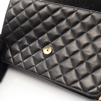 マトラッセ チェーンショルダーバッグ ラムスキン ブラック ゴールド金具 プッシュロック シャネル バッグ CHANEL