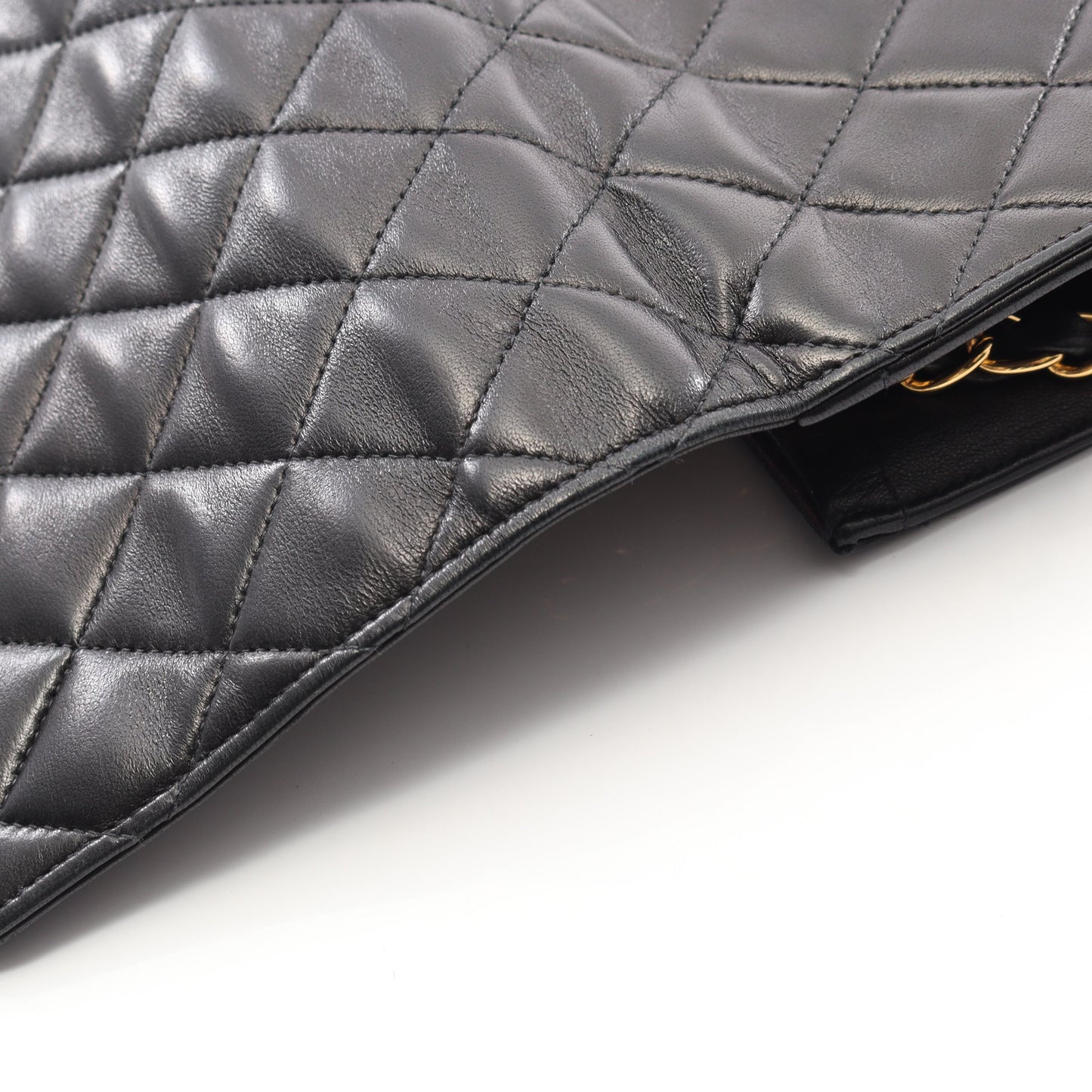マトラッセ チェーンショルダーバッグ ラムスキン ブラック ゴールド金具 プッシュロック シャネル バッグ CHANEL