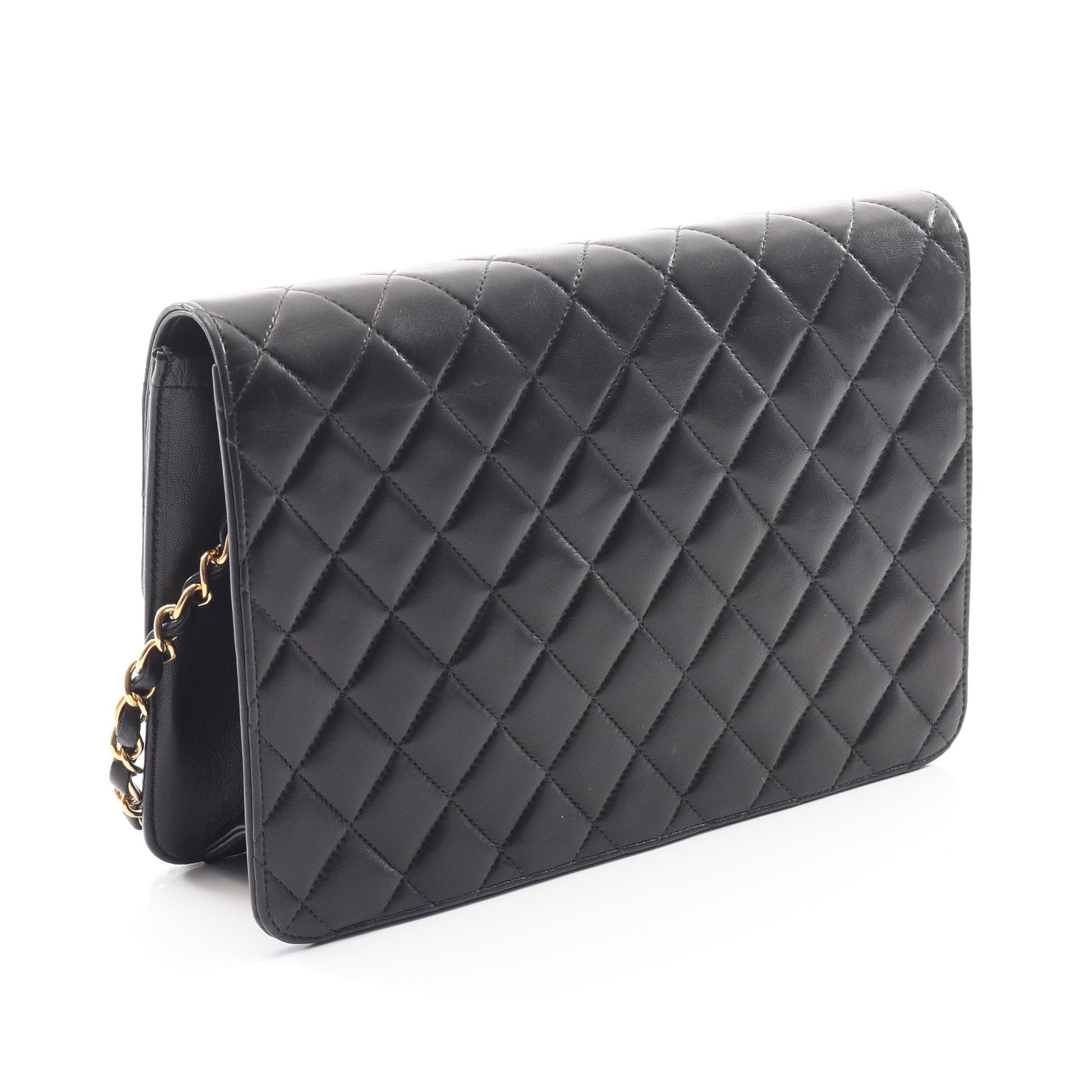 マトラッセ チェーンショルダーバッグ ラムスキン ブラック ゴールド金具 プッシュロック シャネル バッグ CHANEL