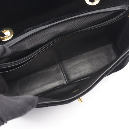 マドモアゼル デカココマーク Wチェーンショルダーバッグ ベロア ブラック ゴールド金具 シャネル バッグ CHANEL