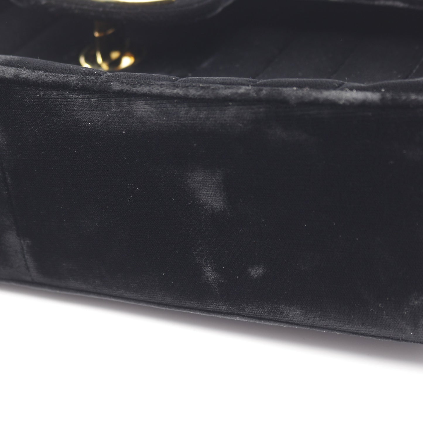 マドモアゼル デカココマーク Wチェーンショルダーバッグ ベロア ブラック ゴールド金具 シャネル バッグ CHANEL