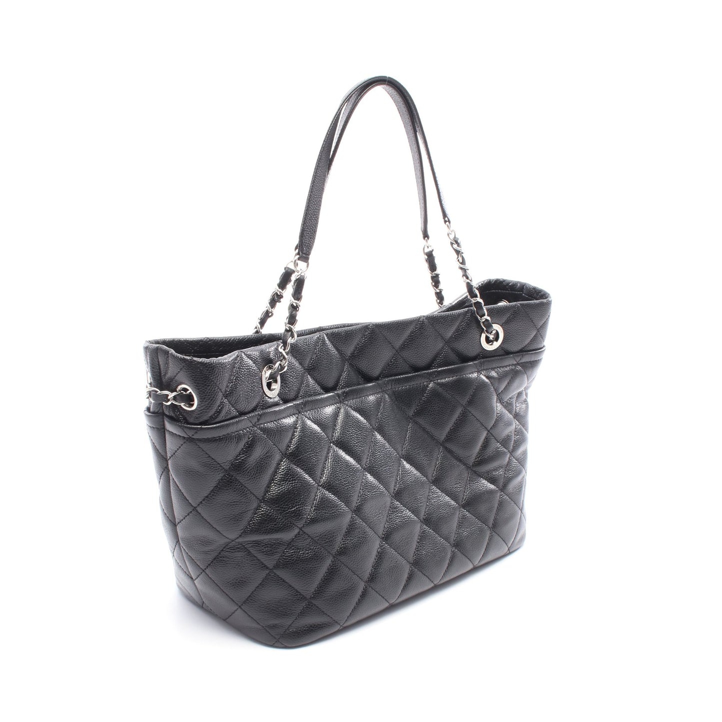 マトラッセ チェーンショルダーバッグ チェーントートバッグ キャビアスキン ブラック シルバー金具 シャネル バッグ CHANEL