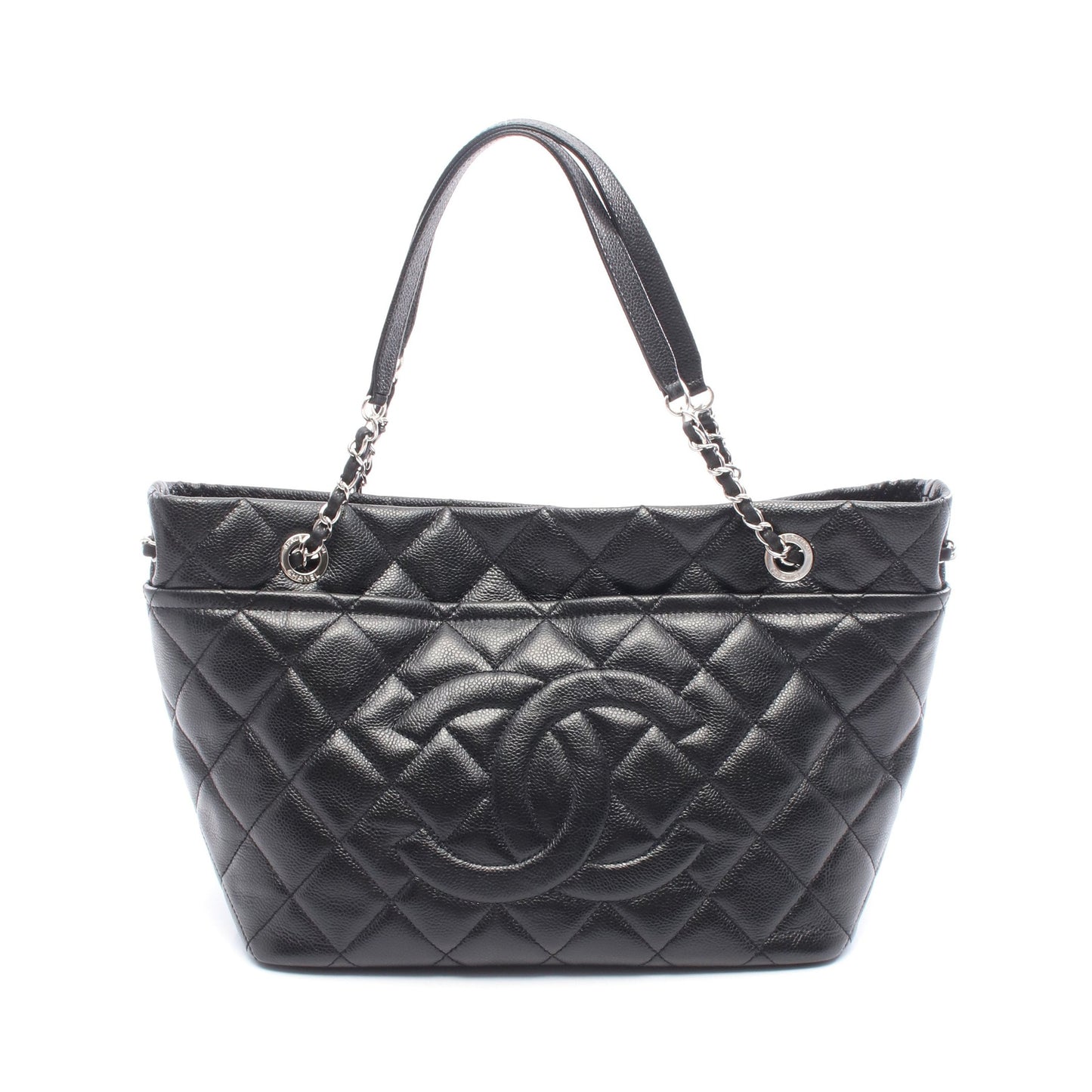 マトラッセ チェーンショルダーバッグ チェーントートバッグ キャビアスキン ブラック シルバー金具 シャネル バッグ CHANEL