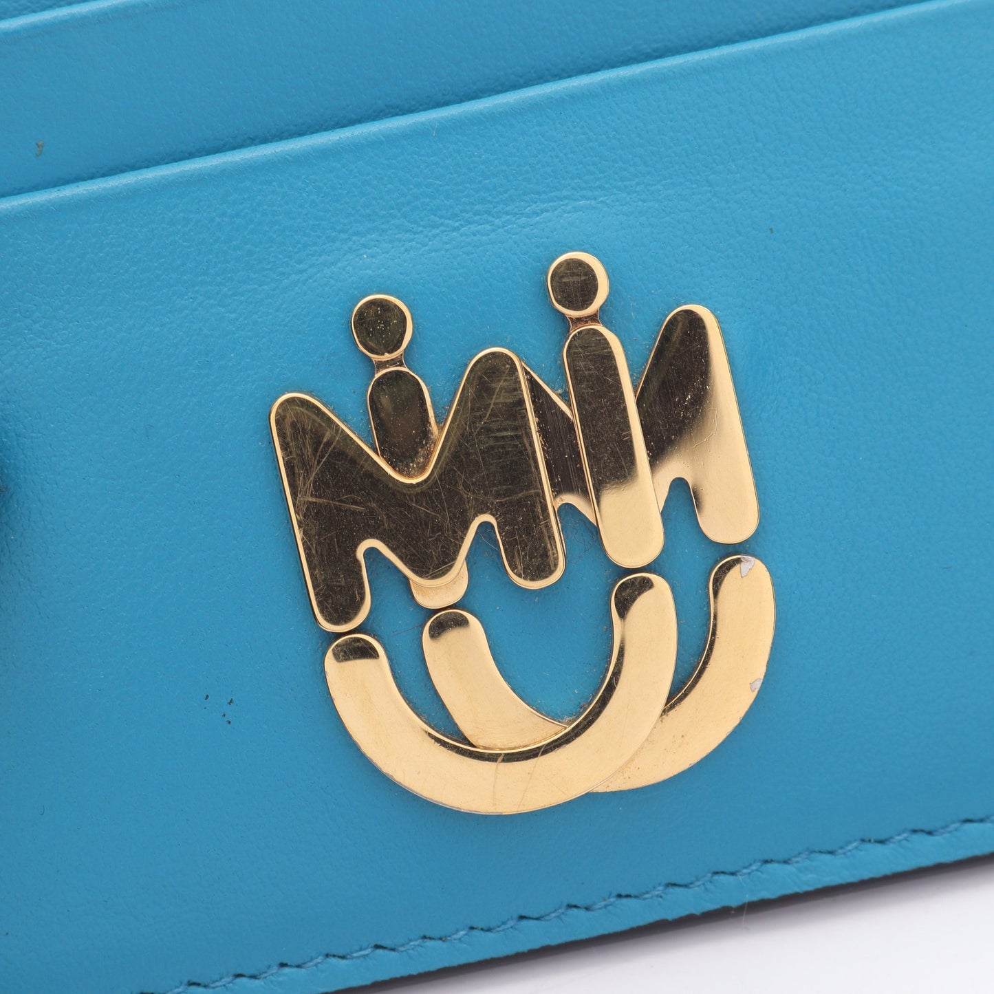 LIGHT CALF カードケース パスケース レザー ブルー ミュウミュウ 財布・小物 miu miu