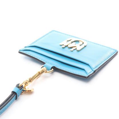 LIGHT CALF カードケース パスケース レザー ブルー ミュウミュウ 財布・小物 miu miu