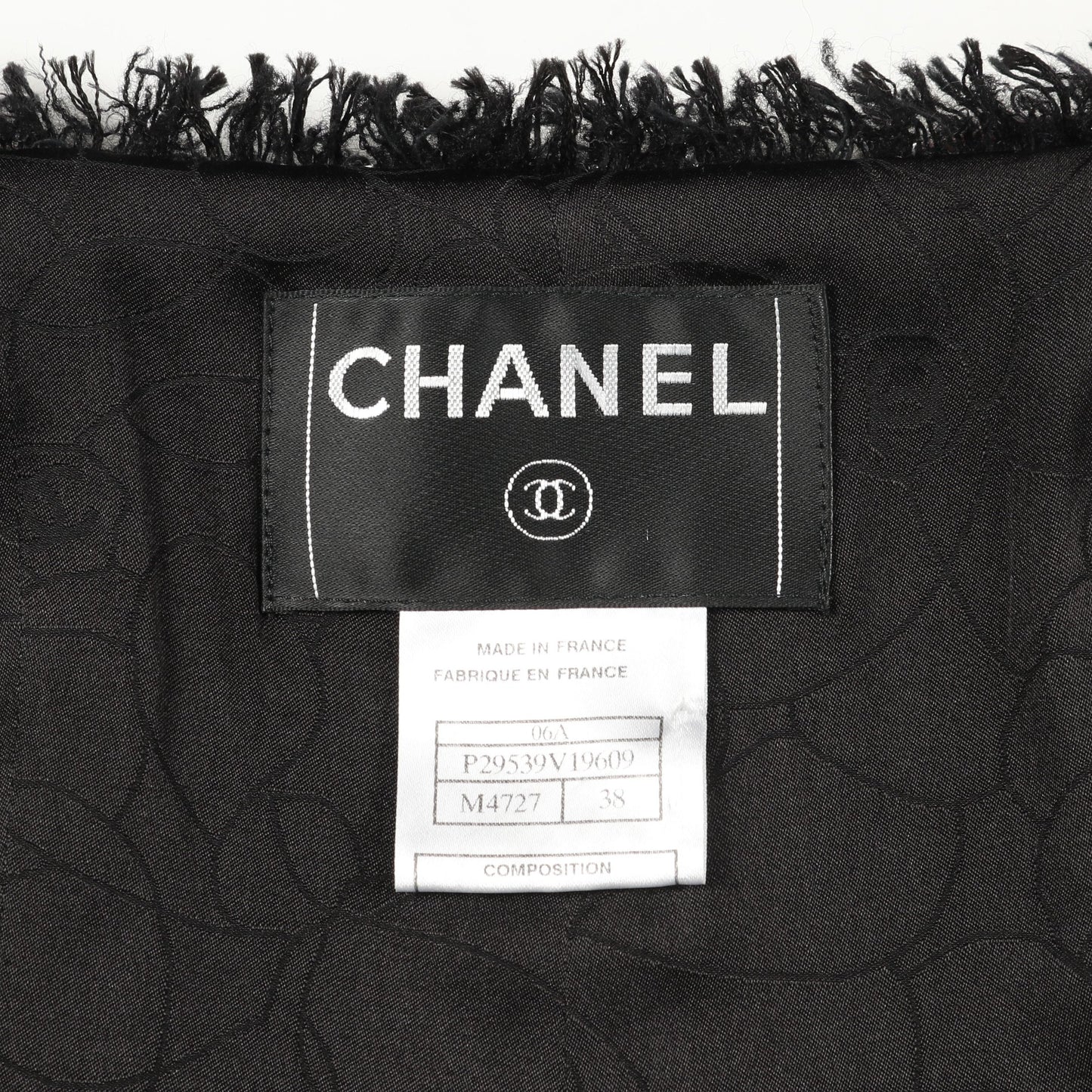 ツイード ノーカラージャケット コットン ナイロン ウール ブラック ピンク グレー 06A シャネル アウター CHANEL