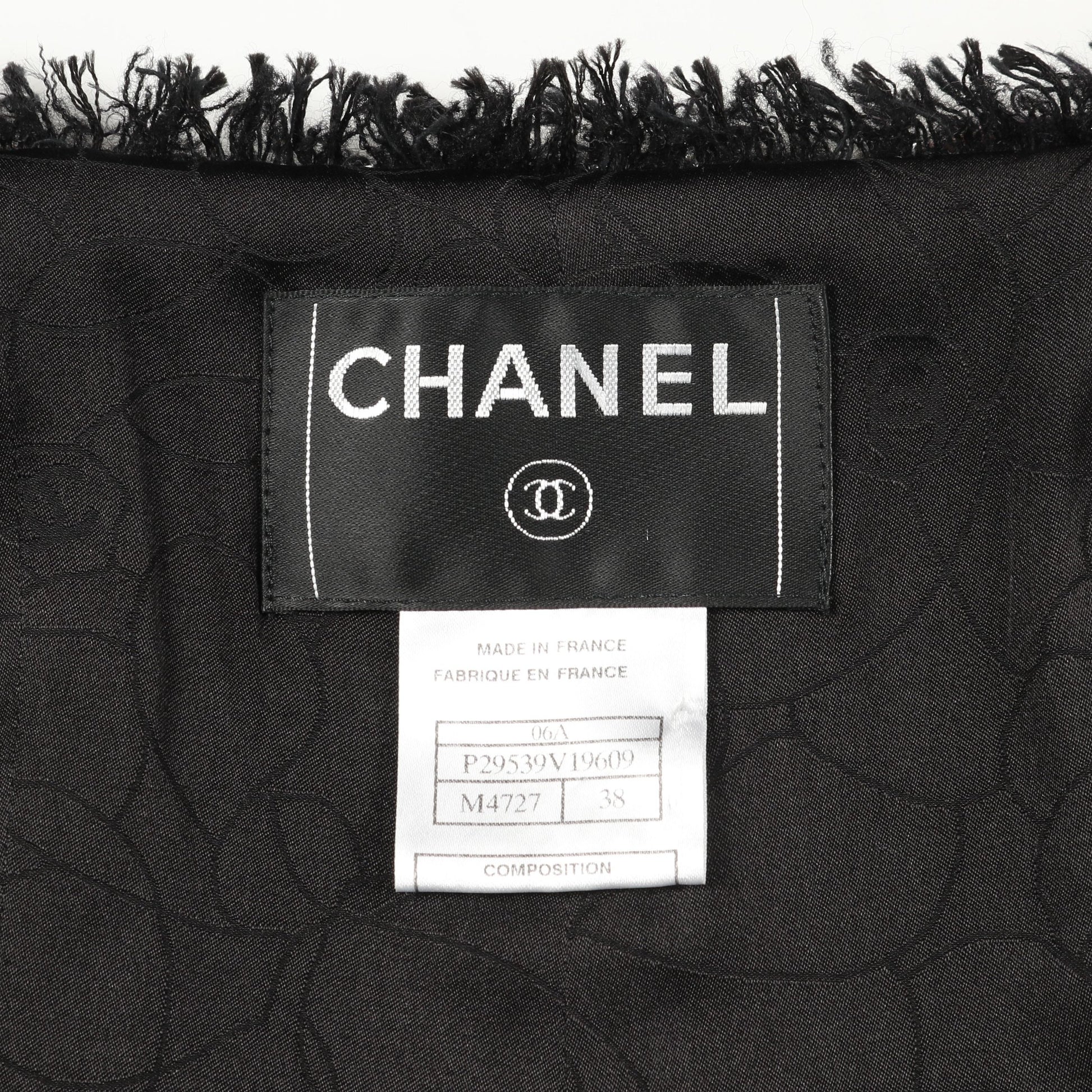 ツイード ノーカラージャケット コットン ナイロン ウール ブラック ピンク グレー 06A シャネル アウター CHANEL