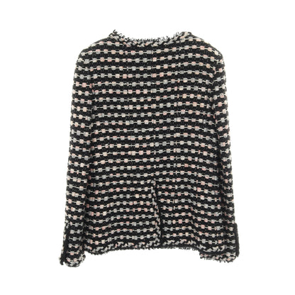 ツイード ノーカラージャケット コットン ナイロン ウール ブラック ピンク グレー 06A シャネル アウター CHANEL