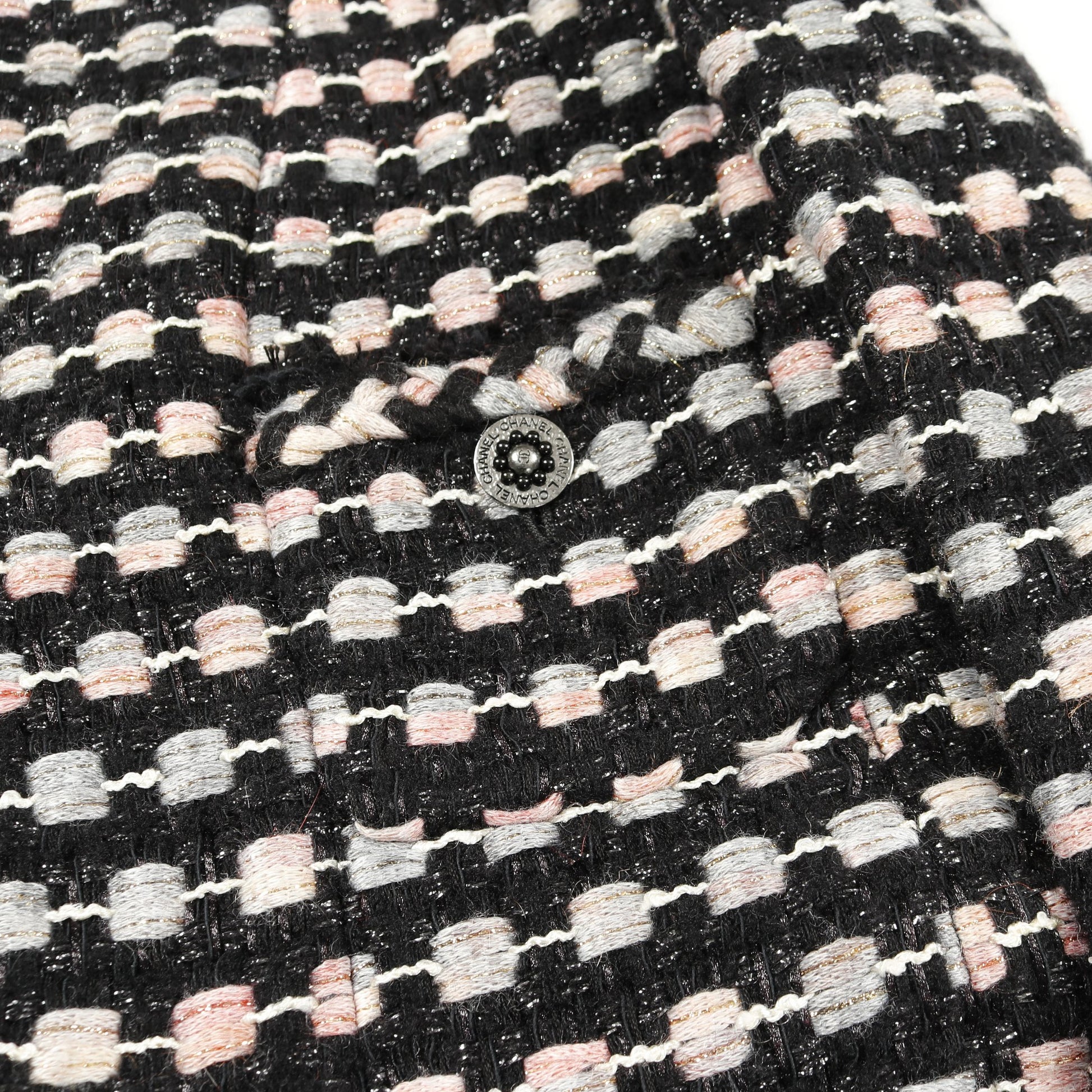 ツイード ノーカラージャケット コットン ナイロン ウール ブラック ピンク グレー 06A シャネル アウター CHANEL