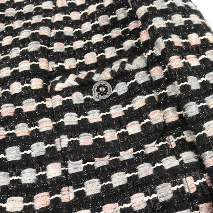 ツイード ノーカラージャケット コットン ナイロン ウール ブラック ピンク グレー 06A シャネル アウター CHANEL