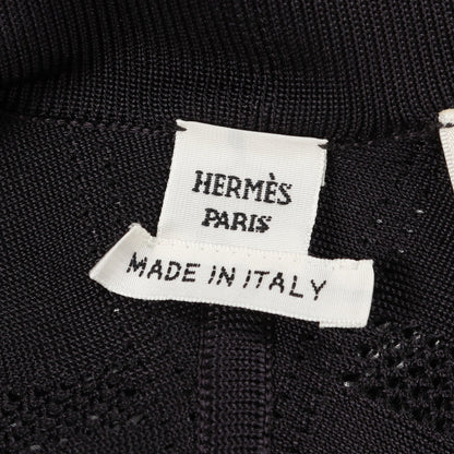 ツイルレーヌ En Desordre Finesse ブルーノワール ロング カーディガン シルク ブラック ホワイト エルメス トップス HERMES