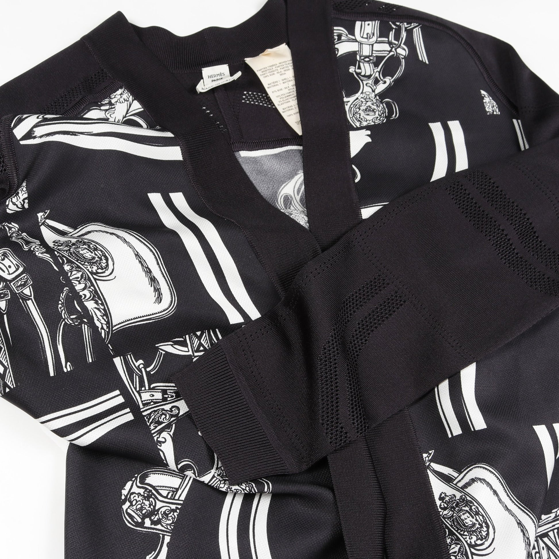 ツイルレーヌ En Desordre Finesse ブルーノワール ロング カーディガン シルク ブラック ホワイト エルメス トップス HERMES