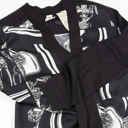 ツイルレーヌ En Desordre Finesse ブルーノワール ロング カーディガン シルク ブラック ホワイト エルメス トップス HERMES