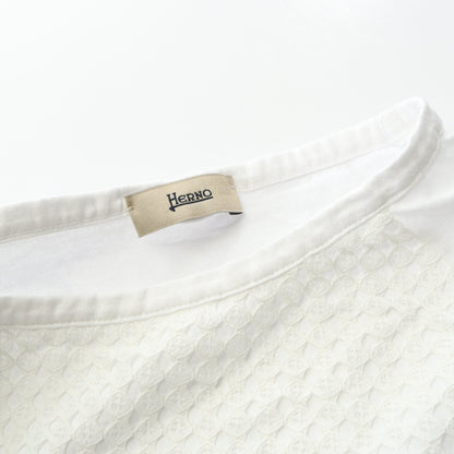 SUPERFINE COTTON JERSEY SPRING LACE Tシャツ レース コットン ホワイト ヘルノ トップス HERNO
