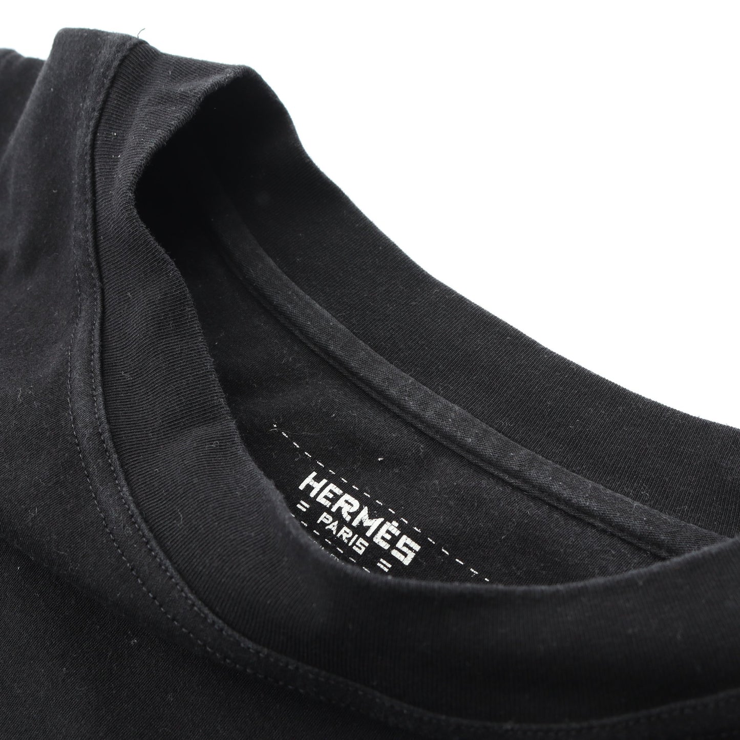 BOUCLERIE D'ATTELAGE Tシャツ クルーネック コットン ブラック エルメス トップス HERMES