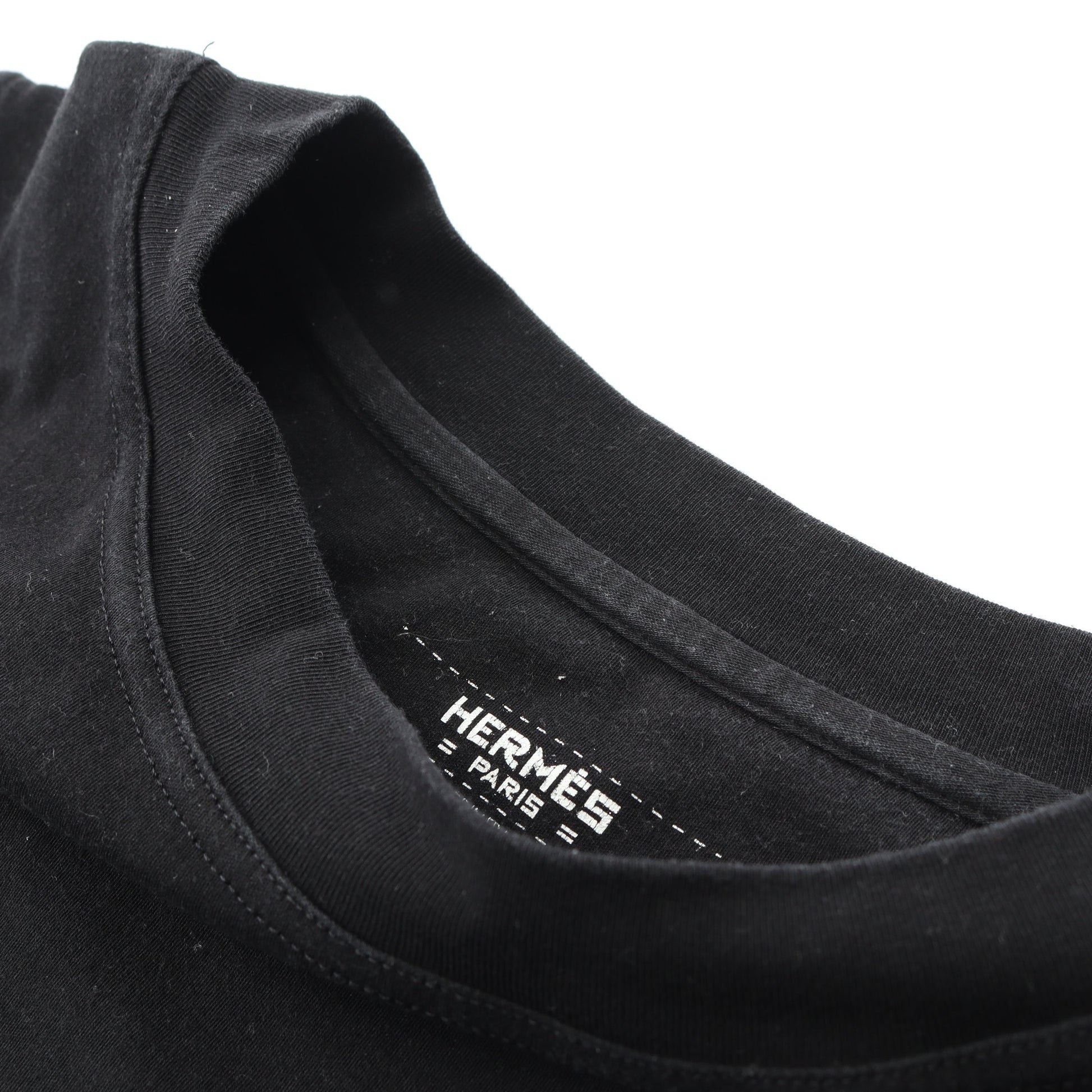 BOUCLERIE D'ATTELAGE Tシャツ クルーネック コットン ブラック エルメス トップス HERMES
