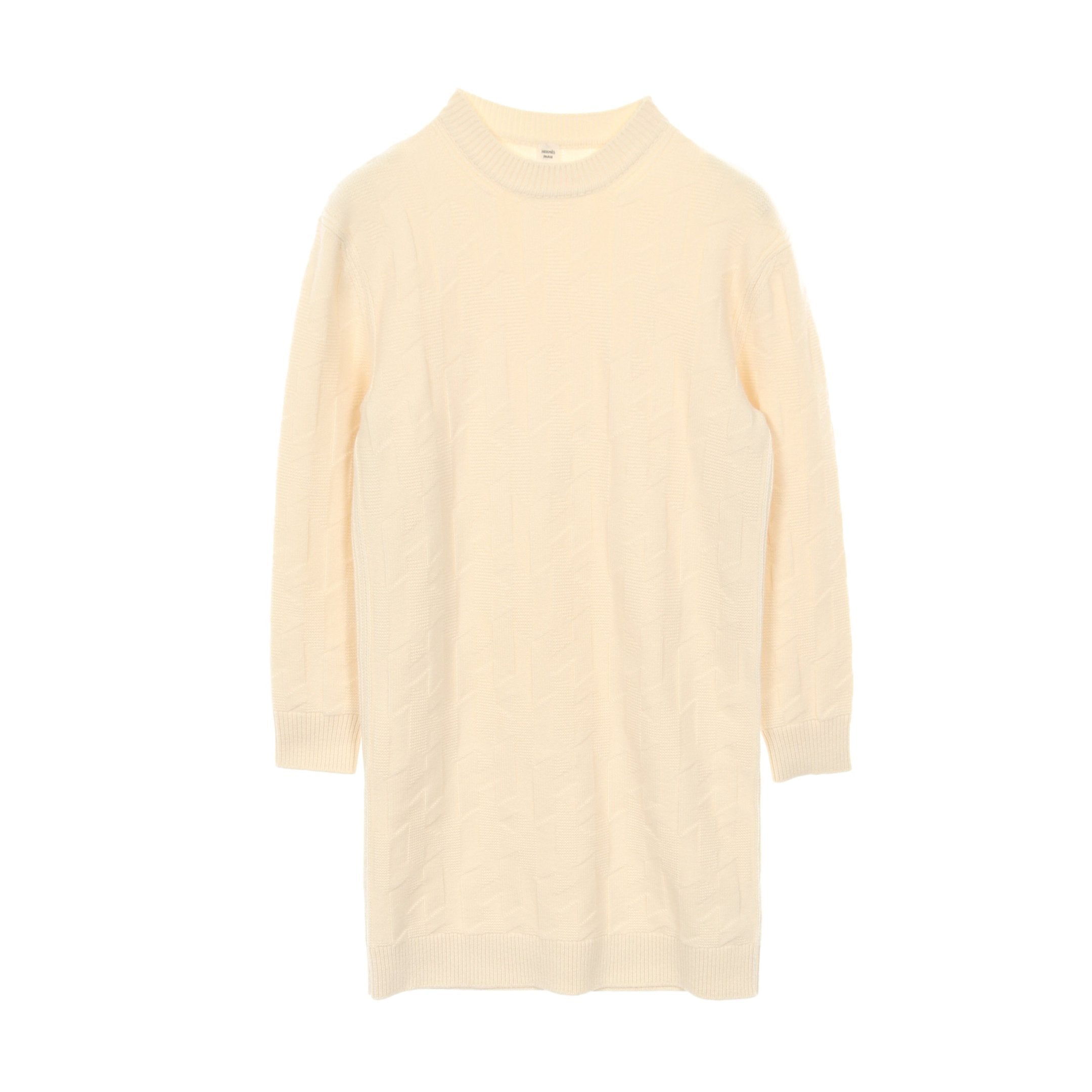 Hロゴ ニットワンピース ウール オフホワイト エルメス – RECLO