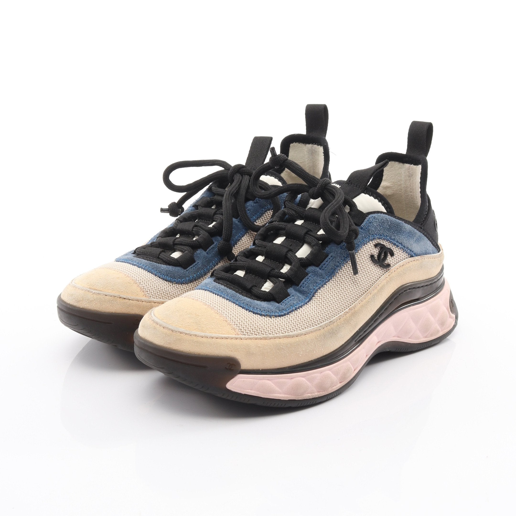 ココマーク スニーカー スエード ファブリック ベージュ ブラック