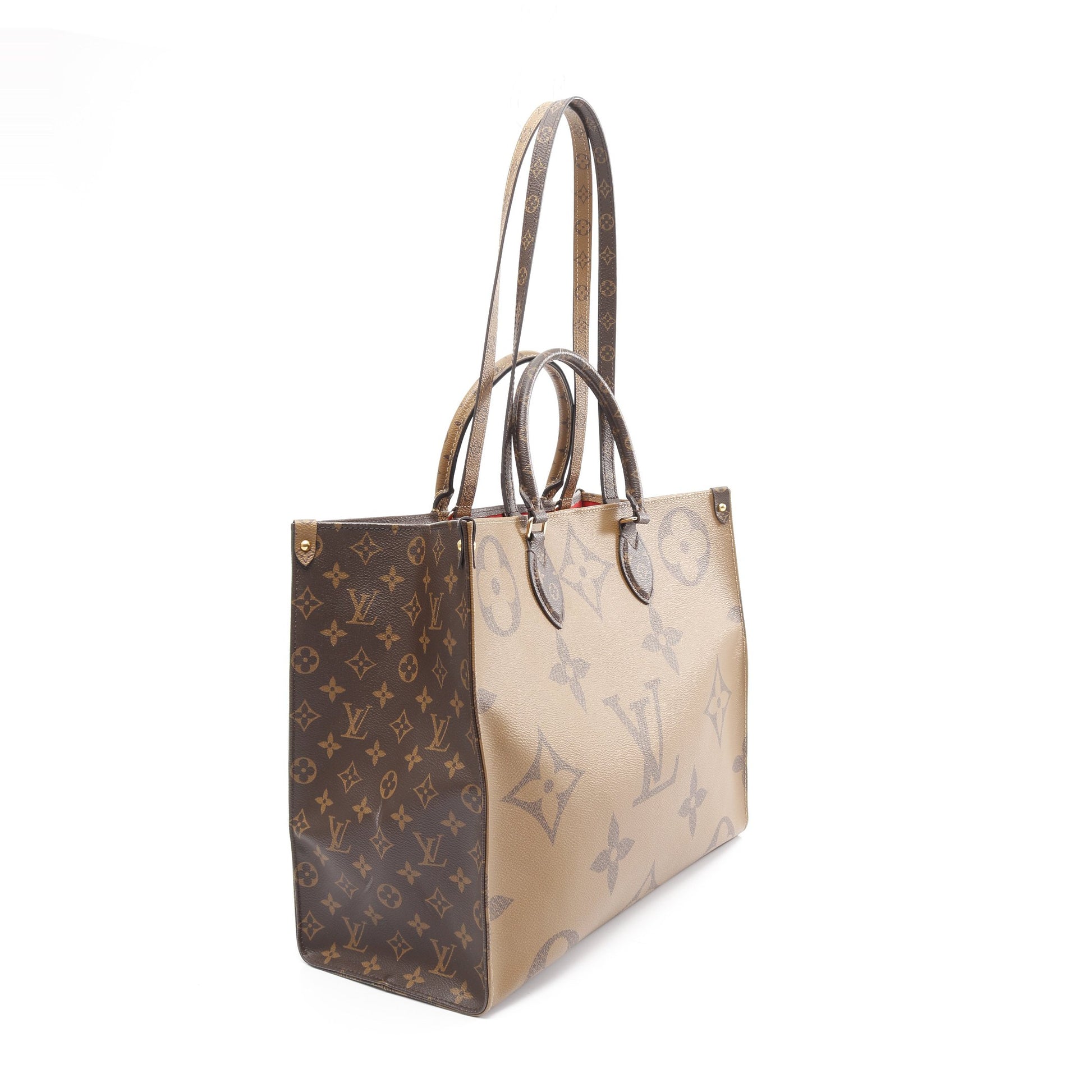 オンザゴーGM モノグラムジャイアント リバース ショルダーバッグ トートバッグ PVC ブラウン ベージュ ルイヴィトン バッグ LOUIS VUITTON