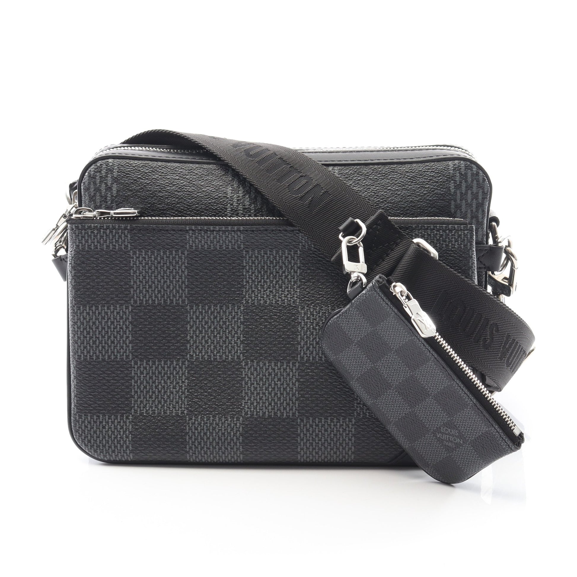 トリオ メッセンジャー ダミエグラフィット ショルダーバッグ PVC レザー ブラック ルイヴィトン バッグ LOUIS VUITTON