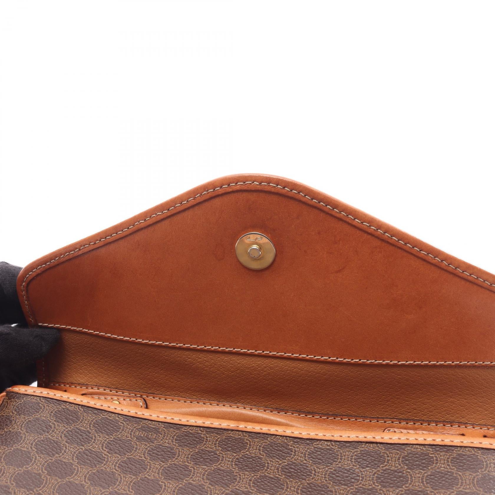 マカダム ショルダーバッグ PVC レザー ダークブラウン ライトブラウン