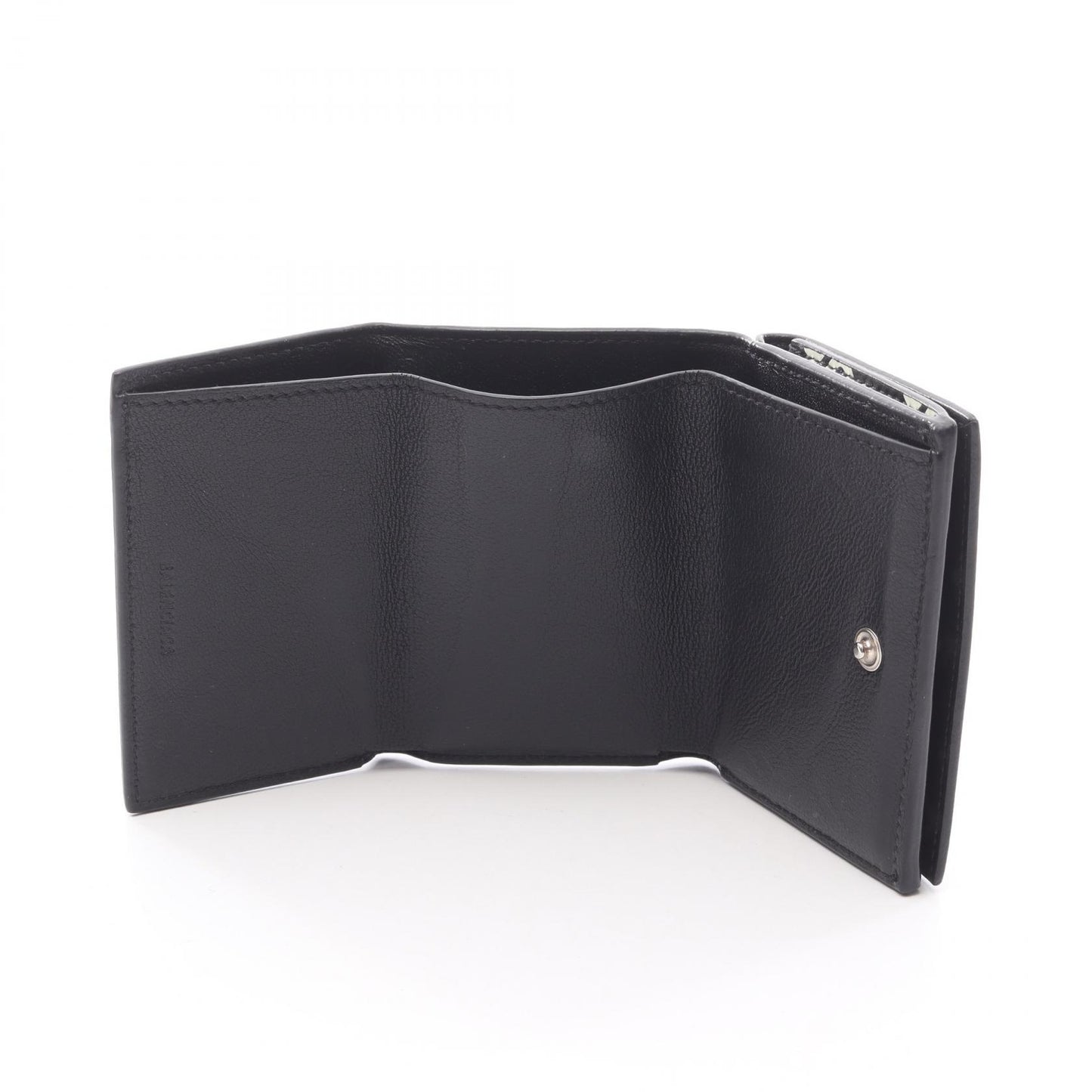 CASH MINI WALLET キャッシュ ミニ ウォレット 三つ折り財布 ロゴ総柄 レザー ブラック ホワイト バレンシアガ 財布・小物 BALENCIAGA