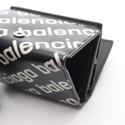CASH MINI WALLET キャッシュ ミニ ウォレット 三つ折り財布 ロゴ総柄 レザー ブラック ホワイト バレンシアガ 財布・小物 BALENCIAGA