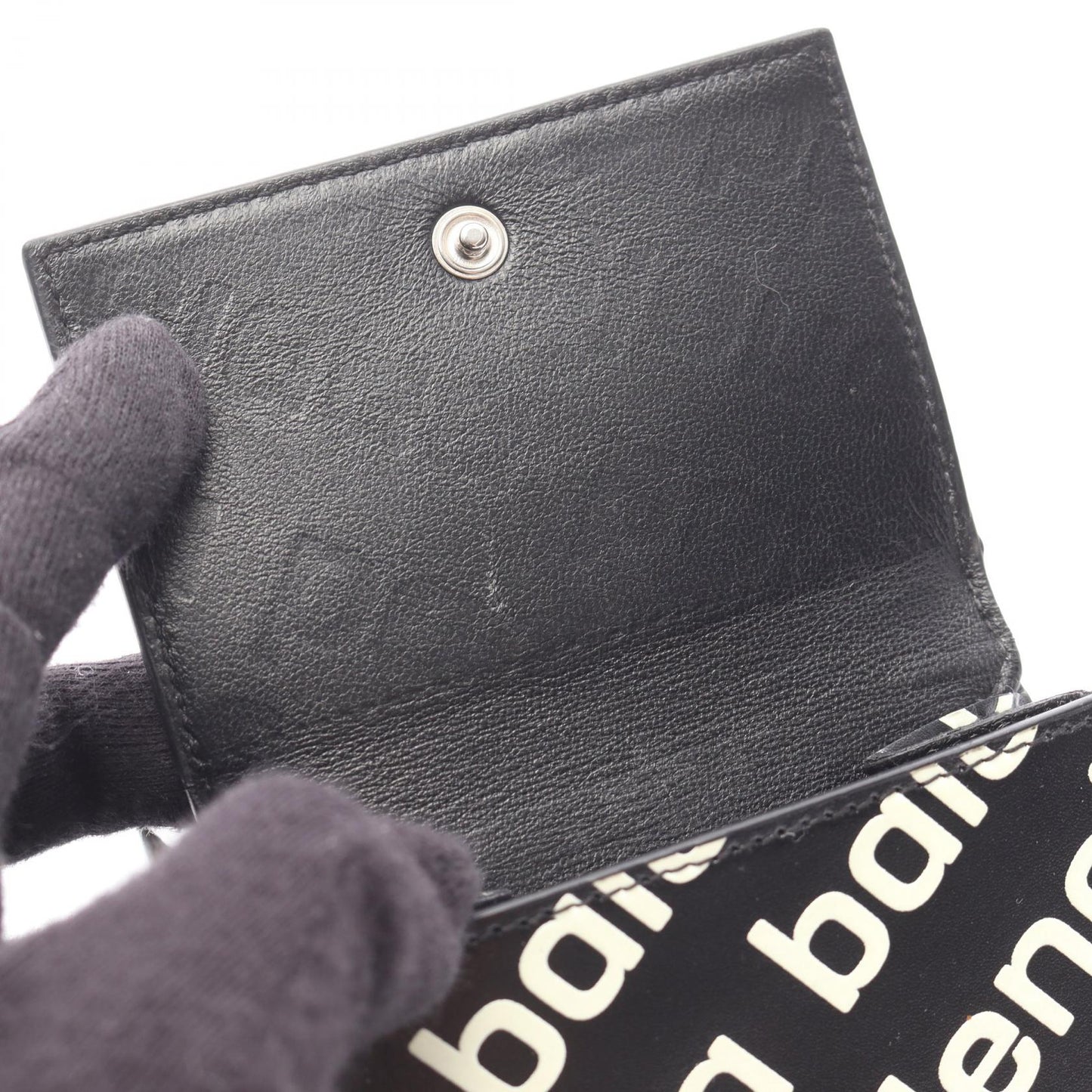 CASH MINI WALLET キャッシュ ミニ ウォレット 三つ折り財布 ロゴ総柄 レザー ブラック ホワイト バレンシアガ 財布・小物 BALENCIAGA