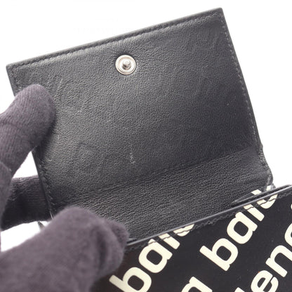 CASH MINI WALLET キャッシュ ミニ ウォレット 三つ折り財布 ロゴ総柄 レザー ブラック ホワイト バレンシアガ 財布・小物 BALENCIAGA