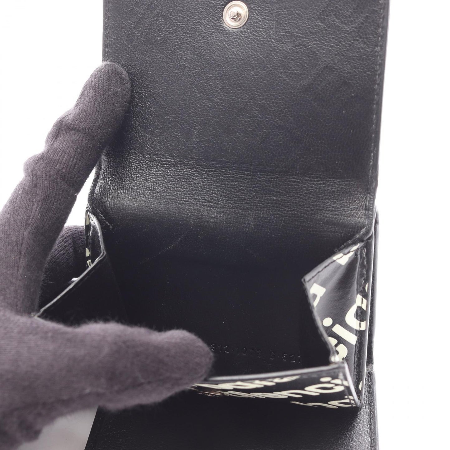 CASH MINI WALLET キャッシュ ミニ ウォレット 三つ折り財布 ロゴ総柄 レザー ブラック ホワイト バレンシアガ 財布・小物 BALENCIAGA