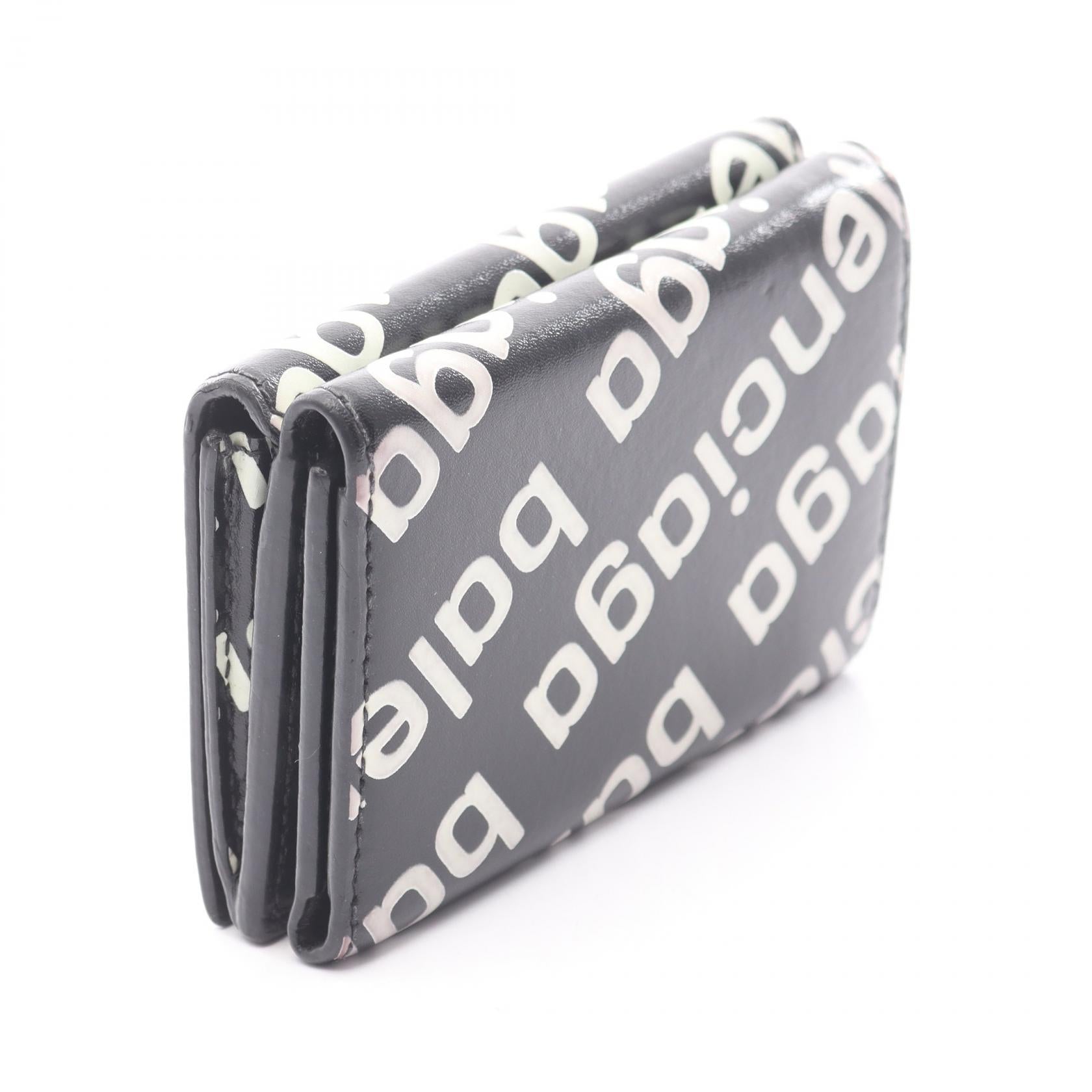 CASH MINI WALLET キャッシュ ミニ ウォレット 三つ折り財布 ロゴ総柄 レザー ブラック ホワイト バレンシアガ 財布・小物 BALENCIAGA
