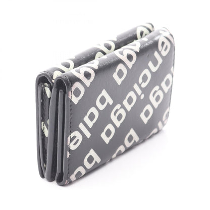 CASH MINI WALLET キャッシュ ミニ ウォレット 三つ折り財布 ロゴ総柄 レザー ブラック ホワイト バレンシアガ 財布・小物 BALENCIAGA