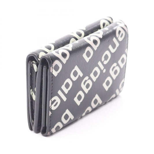CASH MINI WALLET キャッシュ ミニ ウォレット 三つ折り財布 ロゴ総柄 レザー ブラック ホワイト バレンシアガ 財布・小物 BALENCIAGA