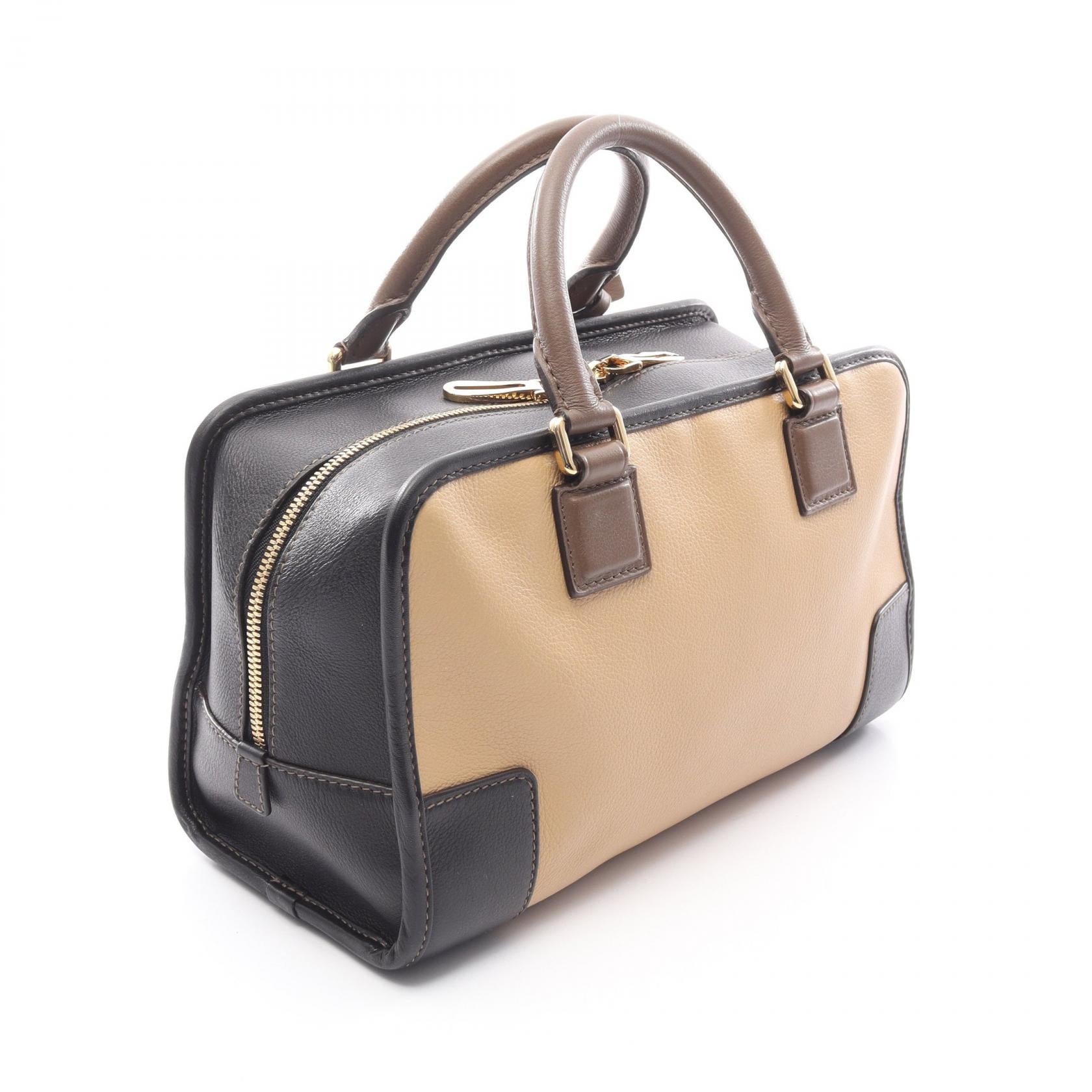 アマソナ28 ハンドバッグ レザー ベージュ ブラック ブラウン ロエベ